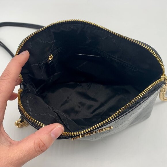 Michael Kors Black Cindy Patent Leather Large Dome Crossbody Bag - Picture 11 of 11